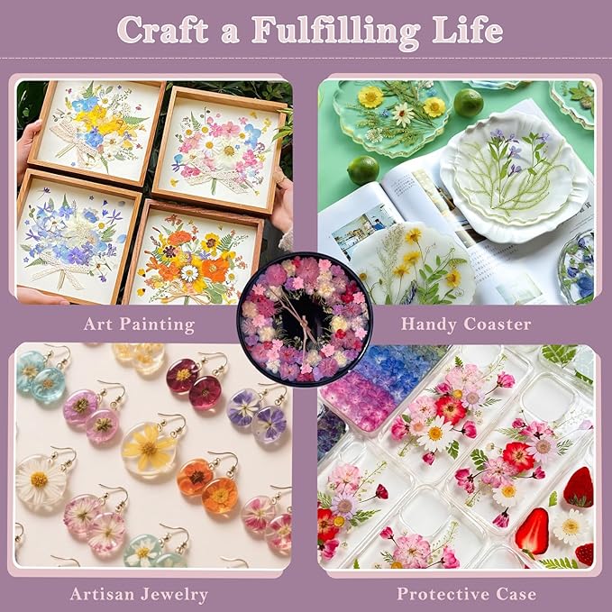 95 Pcs White Pressed Dried Flowers for Resin, Real Natural Bulk Dry Wildflowers Leaves Perfect for Epoxy Molds, DIY Crafts, Home Decor, Soap Candles Jewelry Making