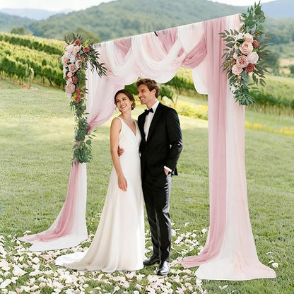 Artificial Wedding Arch Flowers Kit (Pack of 5),2pcs Artificial Hanging Flower Arch Decor,for Wedding Ceremony Arbor Reception Backdrop Rose Floral Party Outdoor Decoration Pink