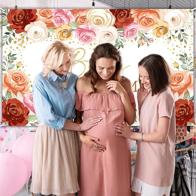 Avezano Baby in Bloom Backdrop for Girl Blush Floral Baby Shower Party Decorations Banner Sweet Girl Baby in Bloom Photography Background Photo Shoot Props