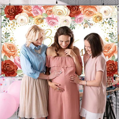 Avezano Baby in Bloom Backdrop for Girl Blush Floral Baby Shower Party Decorations Banner Sweet Girl Baby in Bloom Photography Background Photo Shoot Props