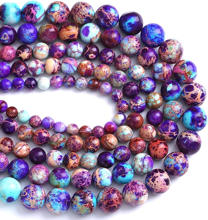 6mm 60pcs Natural Stone Galaxy Purple Sea Sediment Imperial Jasper Loose Beads for Jewelry Making DIY Bracelet Necklace