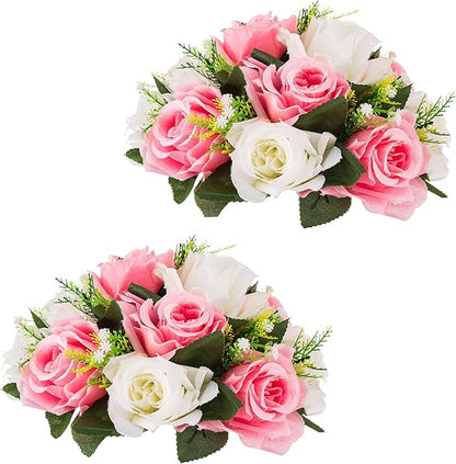 Flower Centerpieces for Wedding Tables: Wedding Table Decorations Pink & White Flower Balls Centerpieces for Engagement Cerebration Party Center Pieces 2 Packs