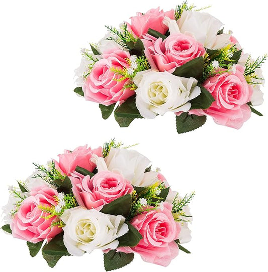 Flower Centerpieces for Wedding Tables: Wedding Table Decorations Pink & White Flower Balls Centerpieces for Engagement Cerebration Party Center Pieces 2 Packs