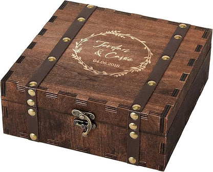 AW BRIDAL Personalized Wedding Keepsake Box Memory Box Wooden Storage Box for Trinkets Photos Jewelry Wedding Engagement Gifts for Couples//DK2201CPP67//