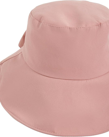 Verdusa Women's Bow Knot Wide Brim Bucket Hats Summer Outdoor Sun Hat