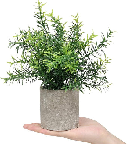 Flojery Mini Potted Plants Artificial Eucalyptus Boxwood Rosemary Greenery in Pots Faux Potted Herbs Small House Plants 8.3"-9" Tall for Indoor Greenery Tabletop Décor Centerpiece (Green)