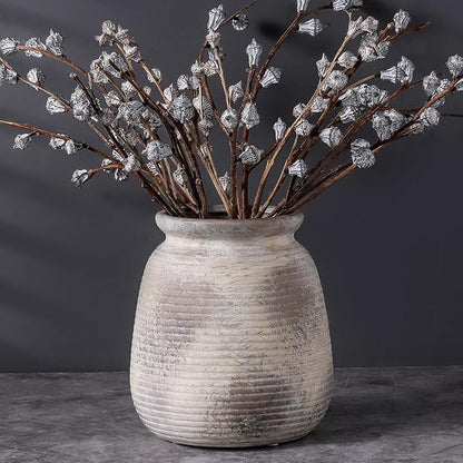 Ceramic Flower Vase, 7.48" Rustic Vases Home Decor Farmhouse Vintage Pampas Decorative Pottery Clay Vases for Table Living Room Bookshelf Entryway Kitchen Bathroom Bedroom