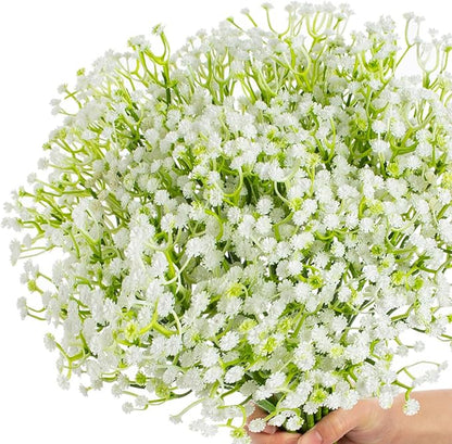 ASTRYAS 60Pcs Babys Breath Artificial Flowers, Baby Breath Flowers Artificial Bulk, Fake White Gypsophila Babies Breath Real Touch Flowers for Wedding Bouquet Floral Arrangement Party Home Decor