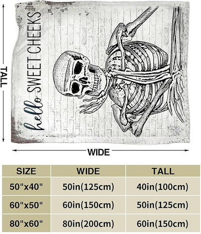 Funny Skull Throw Blanket - Skeleton Gifts & Decor - Soft, Warm, Cozy Fleece Blanket for Boys, Men, Girls, Women, Kids & Adults - 80"x60"