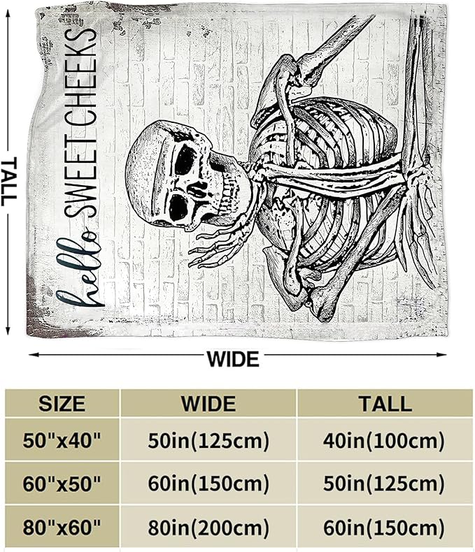 Funny Skeleton Throw Blanket - Skull Gifts and Decor for Boys, Men, Girls, Women, Kids, Adults - Soft Warm Cozy Fleece for Couch, Sofa, Bed 50"x40"