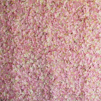 Efavormart 11 Sq ft. | Pink/Cream UV Protected Hydrangea Flower Wall Mat Backdrop - 4 Artificial Panels