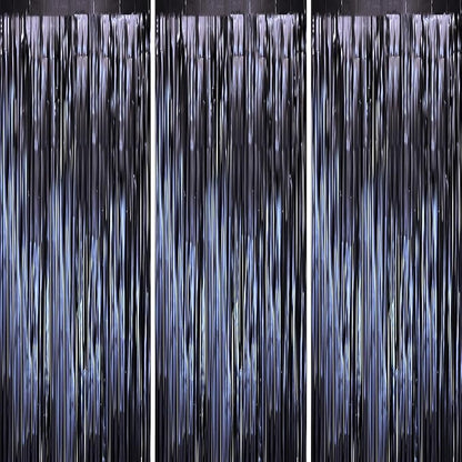 3 Pack 3.3 x 8.2 ft Matte Blue Foil Fringe Curtains, Dark Blue Tinsel Streamers Batman Party Decorations, Fringe Backdrop, Door Shimmer for Graduation, Birthday Backdrop for Men or Boy