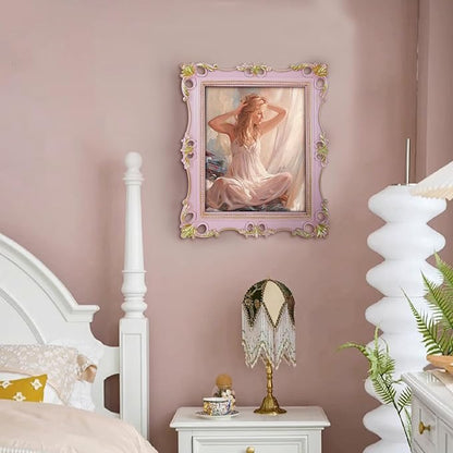 SIMON'S SHOP 8x10 Picture Frame for Wall and Table-top, Vintage Picture Frames 8x10, Rococo Style Pink Photo Display Portrait or Landscape Orientation