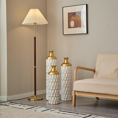 Floor Vases, Tall Home Decor Metal Vase Set of 3 Large Glazed Decorative Vases for Wedding Decor, Elegant Modern Flower Holder for Living Room, Entryway, Hallway, Dining Room