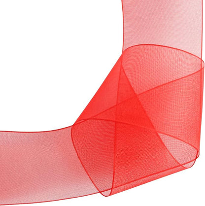 1-1/2 Inch Red Shimmer Sheer Organza Ribbon Sheer Chiffon Ribbon 50 Yards-Roll Multiple Colors Available for Gift Wrapping Wedding Events Christmas Décor