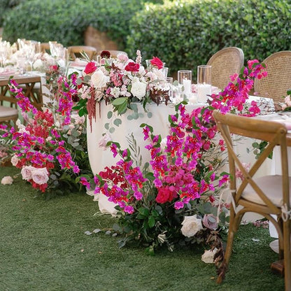 12PCS Bougainvillea Artificial Flowers 31.50" Long Stem Faux Silk Bougainvillea Branches Fake Hanging Flowers Vines for Wedding Arch Wall Outdoor Home Decoration (Fuchsia Mixed)