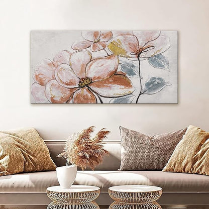 YISXINOAG Canvas Art Wall Decor Print Paintings Brown Pink Flower White Wall Art Prints Decor Ready To Hang For Bathroom Bedroom And Office Kitchen Home Wall Decor Artwork 20"×40"