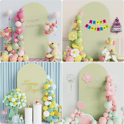 Wokceer 6.6FT Wedding Arch Cover Spandex Fitted Wedding Arch Stand Covers Round Top Chiara Arch Backdrop Cover for Birthday Party Ceremony Banquet Decoration Sage Green