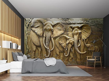 Wall Mural 3D Wallpaper - Elephant Design, 103" x 69" (Not Self-Adhesive)