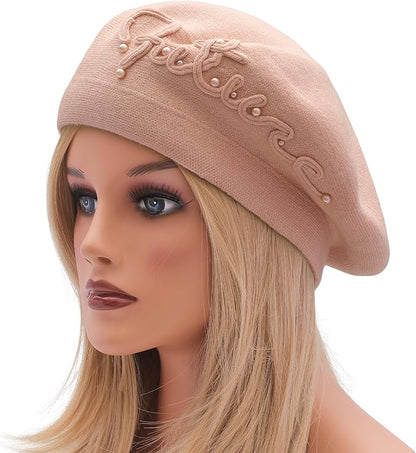Winter Women French Beret Hat Kaschmir Solid Color Knitted Berets