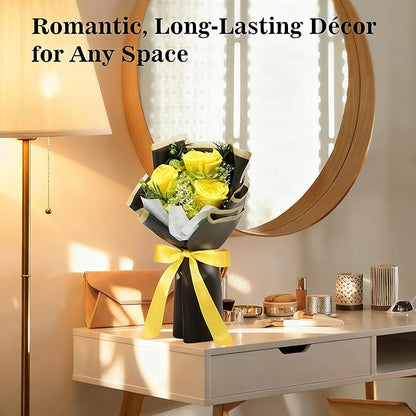 Flower Bouquet Gifts for Her, Flowers for Delivery Prime, Preserved Roses Flower Gifts for Women, Valentines Flowers, Mom Gifts from Daughter Son, Birthday Gifts, Real Roses,Yellow Roses