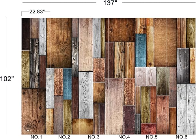 Eierme-Vintage Color of Old Wooden Wall Background Texture Mural Wallpaper Peel and Stick 137" x 102"
