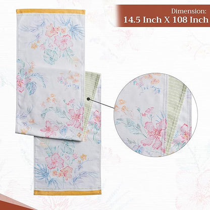 Maison d' Hermine Table Runner 100% Cotton Double Layer Table Runners 108 inches Long Decorative for Home Kitchen Dining Party Wedding Bridal Shower Spring Summer (Paradise Island, 14.50" x 108")