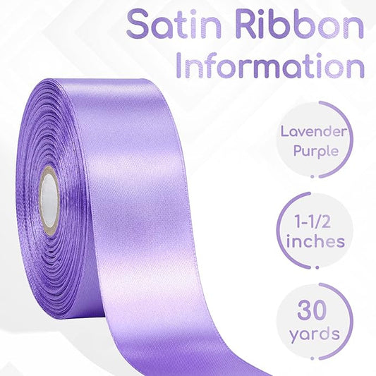 Lavender Satin Ribbon 1-1/2 Inch 30 Yards, Lavender Light Purple Ribbon for Gift Wrapping, Flower Bouquet, Crafts, Eternal Flower, Christmas, Easter and Bow Making