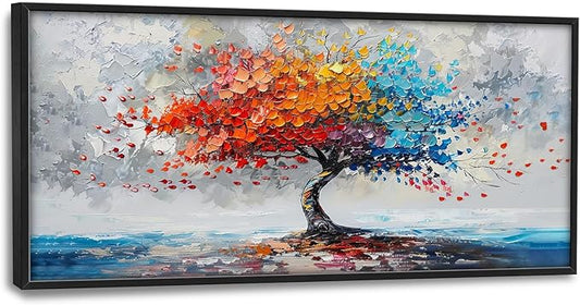 Colorful Tree Wall Art Abstract Rainbow Tree of Life Pictures Wall Decor Large Modern Vibrant Canvas Prints Framed Artwork Home Decorations for Bedroom Living Room Dining Room Office Hotel 60"x30"