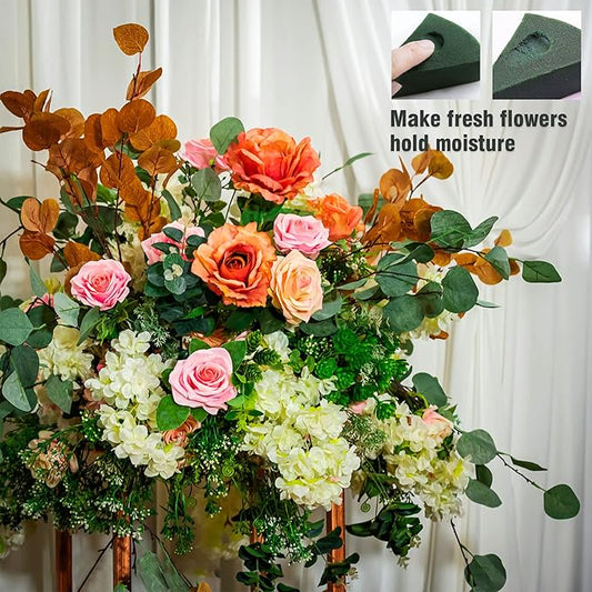 Max Shape Pack of 6 Large Size Floral Foam Blocks for Fresh and Artificial Flowers (9” L x 4” W), Wet Florist Foam Blocks for Wedding Holiday Decorations (6 Pack)