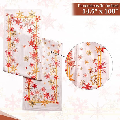 Maison d' Hermine Table Runner 100% Cotton Double Layer Table Runners 108 inches Long for Thanksgiving Christmas Decorations Home Kitchen Dining Party Wedding (Crystal Star, 14.5" x 108")