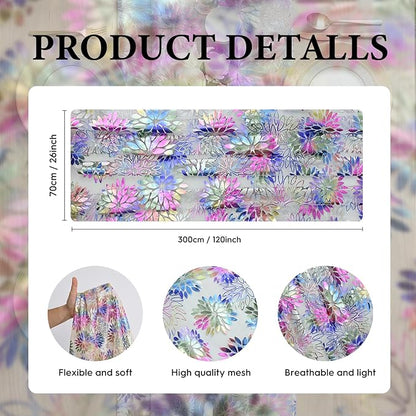 Artoid Mode Multicolor Gold Dahlia Flower Gauze Table Runner 120 Inch 10FT, Glitter Metallic Foil Sheer Cheesecloth Dining Holiday Table Decor for Home Party