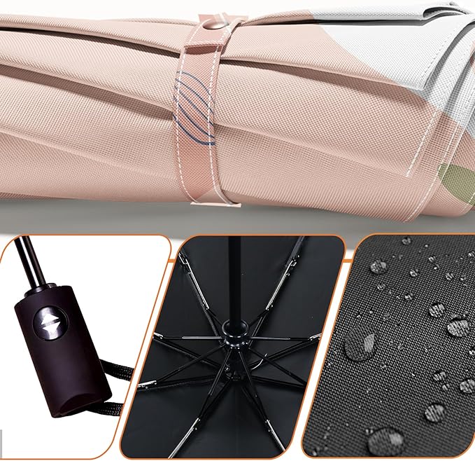 Small Compact Travel Automatic Folding Umbrella for Women, Portable Lightweight, Rain, Wind, UV Sun Shade