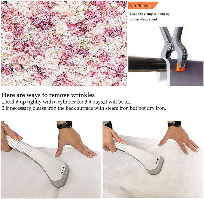 Avezano Floral Backdrop for Party Photoshoot Pink Rose Flowers Wedding Birthday Valentine's Day Bridal Shower Simulation Printing Flower Wall Decorations Photography Background for Picture (7x5ft)