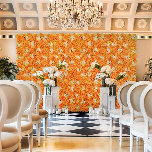 Flower Wall Backdrop 9pcs 16.5x16.5 Inch Flower Wall Decor Artificial Floral Wall Panel Ideal for Wedding Celebrations, Festive Party Birthday Backdrops and Elegant Home Decor