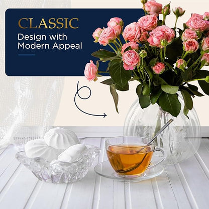 Luxury Glass Bud Vase Set of 5 – Hand Painted Gold Rim Mini Vases, Elegant Small Glass Vases for Centerpieces, Vintage Clear Flower Vases for Wedding, Table, Home & Party Décor