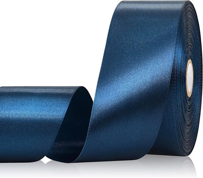 Navy Blue Ribbon 2 Inch 60 Yards, Deep Blue Satin Ribbon for Flower Bouquet, Crafts, Gift Wrapping, Baby Shower, Christmas, Easter, DIY Bows and Wedding