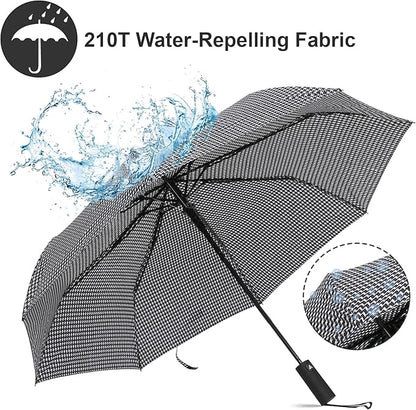 Nollia Windproof Automatic Travel Umbrella, Compact Portable with Reinforced Ribs for Sun & Rain
