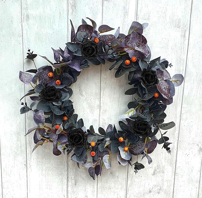 Black Glitter Rose 30pcs Roses Artificial Flowers with Glitter 2.56" Artificial Roses with Stems Fake Roses for Baby Shower Decorations Flower Centerpieces for Table (Black)