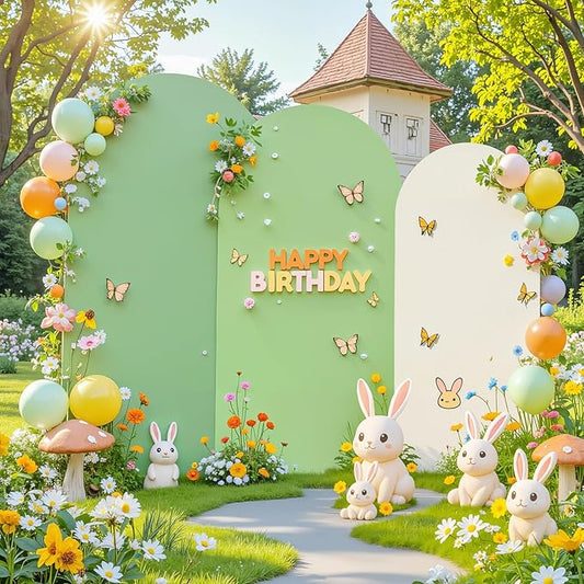 Boho Arch Backdrop Cover 7.2FT 6.6FT 6FT Stretchy Wedding Arch Covers Set of 3 Spandex Fitted Sage Green Light Green Cream Fabric Backdrop Cover for Party Baby Shower Birthday Decoration