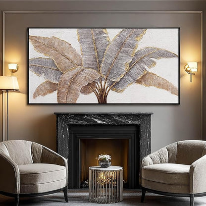 CHUDANHAO Botanical Wall Art Vintage Pictures Wall Decor Grey and Gold Photo Prints Line Wall Hangings 24"x48" Canvas Decorations for Bedroom Office