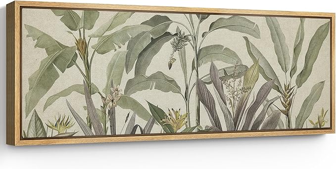 SIGNFORD Large Framed Canvas Print Wall Art Tropical Corn Plant Botanical Illustrations Modern Art Calm Warm for Living Room, Bedroom, Office - 60"x20"