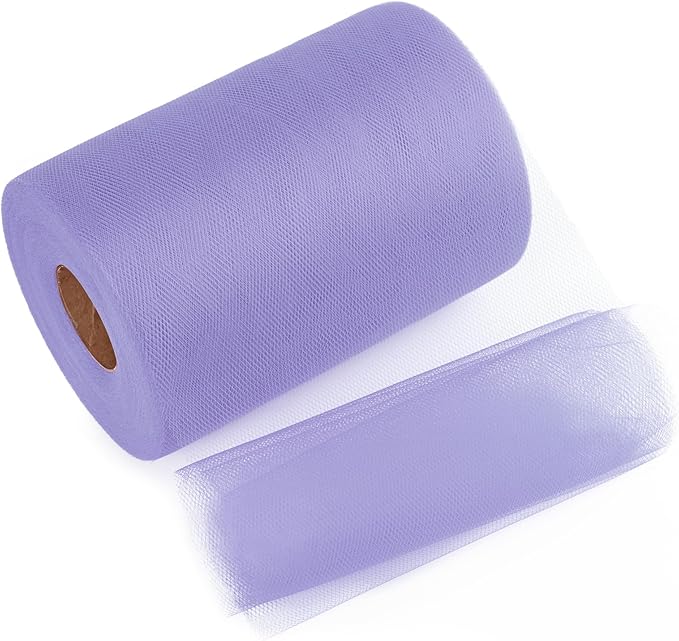 Light Purple Tulle Mesh Ribbon 6 Inch x 100 Yards(300ft) Netting Spool Fabric Ribbon Ideal for Tutu Skirt Art Gift Wrapping Flower Bouquet Crafts Weddings Floral Arrangements