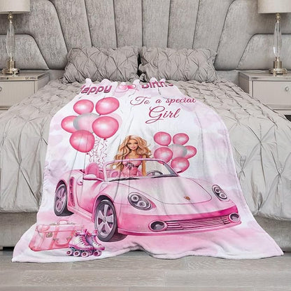 Birthday Blanket Birthday Gifts for Girls Women Pink Throw Blanket for Kids Adults Soft Warm Cozy Fleece Blanket for Couch Sofa Bed 50"x60"