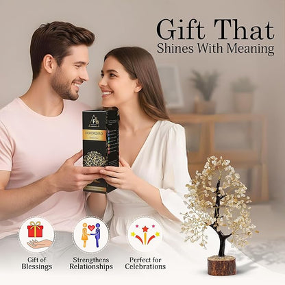 FASHIONZAADI Crystal Tree Gifts for Women, Chakra Healing Citrine Crystals Handmade Money Tree of Life for Home and Office Desk Decoration, Reiki Healing, Good Luck, Positive Energy, Birthday Gifts