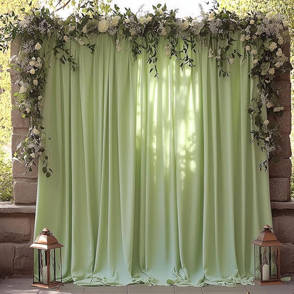 30x10ft Wrinkle Free Sage Green Backdrop Curtain for Parties Soft Fabric Drapes Wedding Curtain Backdrop for Birthday Party Decorations Background for Photography 5x10ft, 6 Panels