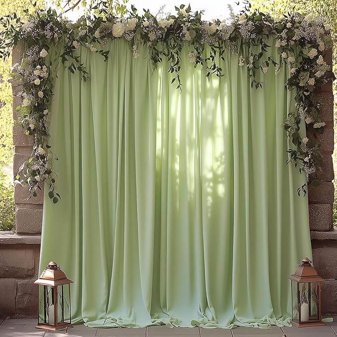 20x10ft Wrinkle Free Sage Green Backdrop Curtain for Parties Soft Fabric Drapes Wedding Curtain Backdrop for Birthday Party Decorations Background for Photography 5x10ft, 4 Panels