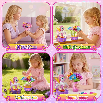 Unicorn Toys for Girls Age 4-6 7-8 9-12, Fabric Flower Bouquets Toys, Flower Making Kit, DIY Arts and Crafts for Kids, Unique Christmas Birthday Gifts for 3 4 5 6 7 8 9 10 11 12 Year Old Girls Gifts