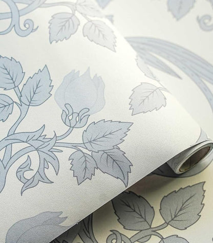 17.3"×78.7" Blue Floral Peel and Stick Wallpaper, Damask Vintage Wallpaper for Bedroom Bathroom Self Adhesive Removable