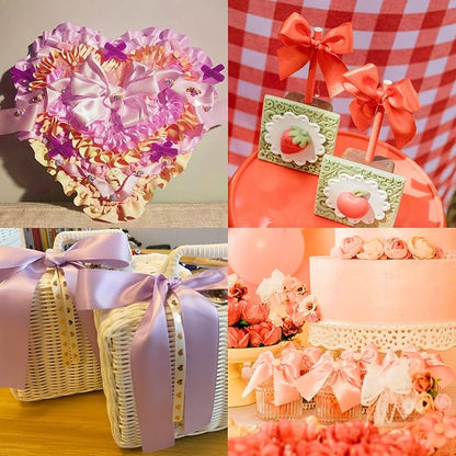 Purple Satin Ribbon 7/8 inch X 100 Yards Polyester Ribbon for Gift Wrapping Very Suitable for Weddings Party Hair Bow Invitation Decorations and More